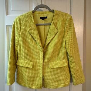 Ann Taylor Chartreuse Textured Cotton Blazer | Size 6 | Statement Spring Jacket